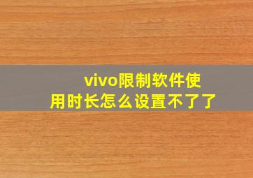 vivo限制软件使用时长怎么设置不了了