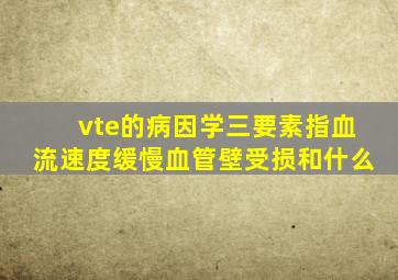 vte的病因学三要素指血流速度缓慢血管壁受损和什么