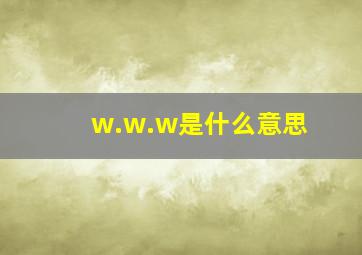 w.w.w是什么意思