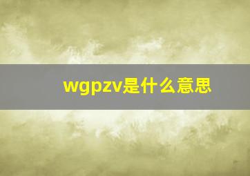 wgpzv是什么意思