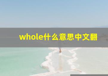 whole什么意思中文翻