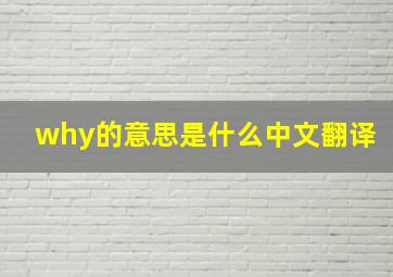 why的意思是什么中文翻译