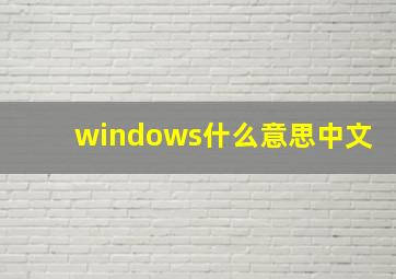 windows什么意思中文