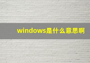 windows是什么意思啊