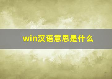 win汉语意思是什么