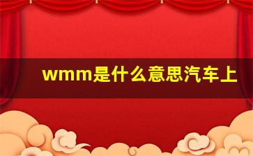 wmm是什么意思汽车上