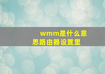 wmm是什么意思路由器设置里