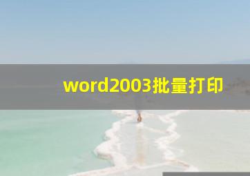 word2003批量打印