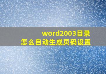 word2003目录怎么自动生成页码设置