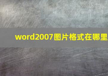 word2007图片格式在哪里