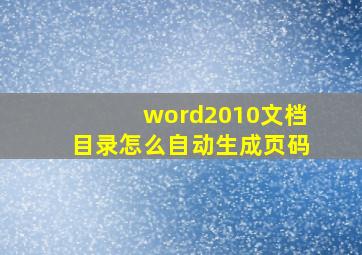 word2010文档目录怎么自动生成页码