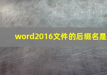 word2016文件的后缀名是