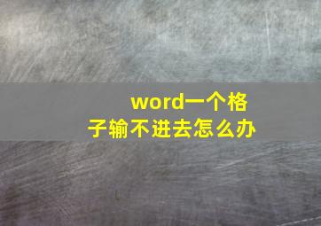 word一个格子输不进去怎么办