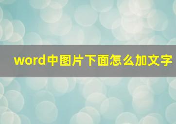 word中图片下面怎么加文字