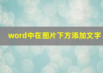 word中在图片下方添加文字