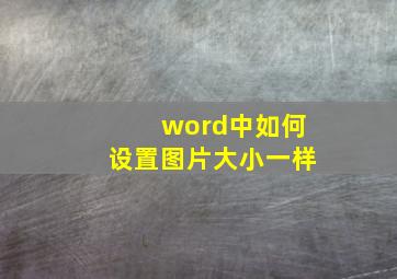 word中如何设置图片大小一样