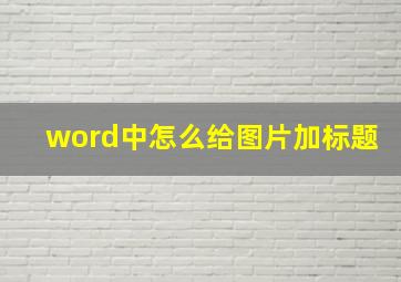 word中怎么给图片加标题