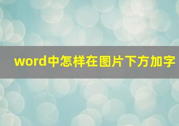 word中怎样在图片下方加字