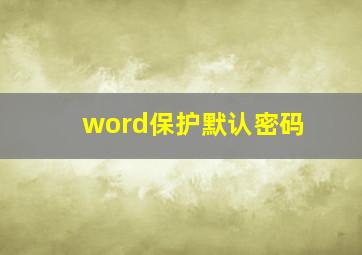 word保护默认密码