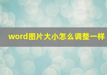 word图片大小怎么调整一样