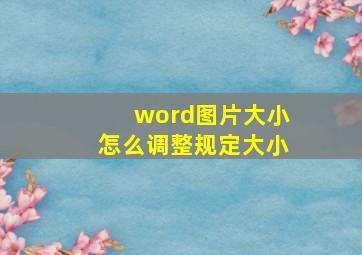 word图片大小怎么调整规定大小