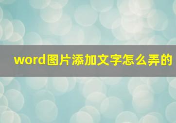 word图片添加文字怎么弄的