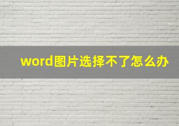 word图片选择不了怎么办