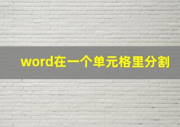 word在一个单元格里分割