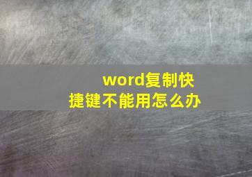 word复制快捷键不能用怎么办