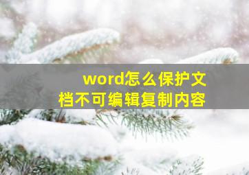 word怎么保护文档不可编辑复制内容