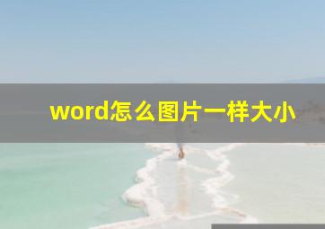 word怎么图片一样大小