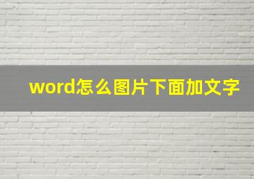 word怎么图片下面加文字