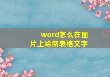 word怎么在图片上绘制表格文字