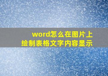 word怎么在图片上绘制表格文字内容显示