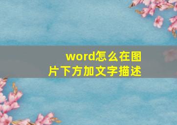 word怎么在图片下方加文字描述