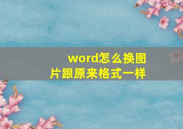 word怎么换图片跟原来格式一样