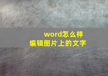 word怎么样编辑图片上的文字