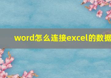 word怎么连接excel的数据