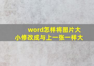 word怎样将图片大小修改成与上一张一样大