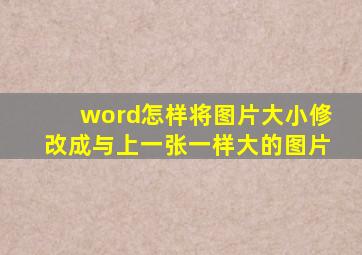 word怎样将图片大小修改成与上一张一样大的图片