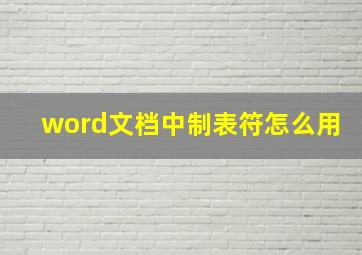 word文档中制表符怎么用