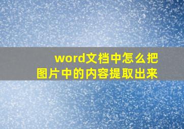 word文档中怎么把图片中的内容提取出来