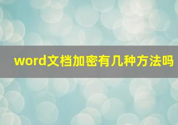 word文档加密有几种方法吗