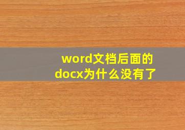 word文档后面的docx为什么没有了