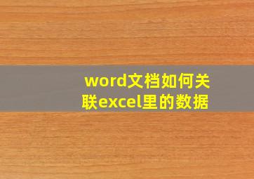 word文档如何关联excel里的数据