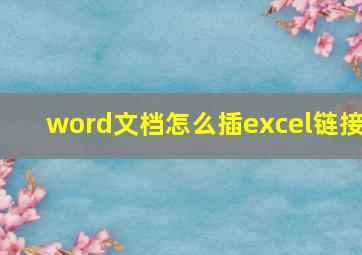 word文档怎么插excel链接