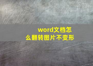 word文档怎么翻转图片不变形