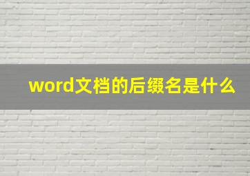 word文档的后缀名是什么