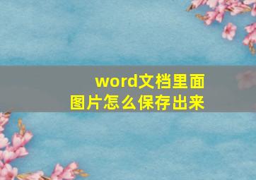 word文档里面图片怎么保存出来