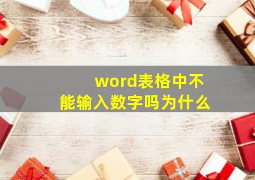 word表格中不能输入数字吗为什么